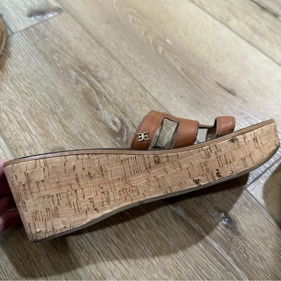 Sam Edelman Women's Slip-On Brown Leather Wedge Sandal Size 9.5M GUC - Picture 7 of 13